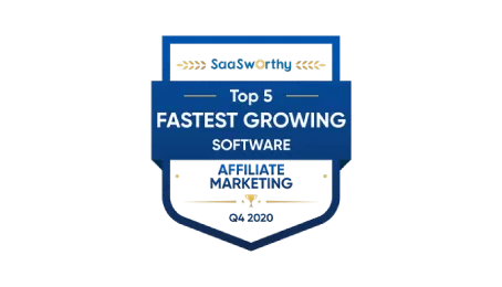 Post Affiliate Pro awards: Top 5 fastest growing affiliate marketing software 2020 by SaaSworthy