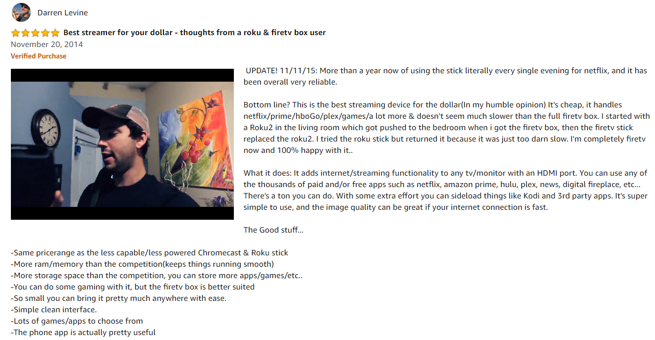 Amazon video review example