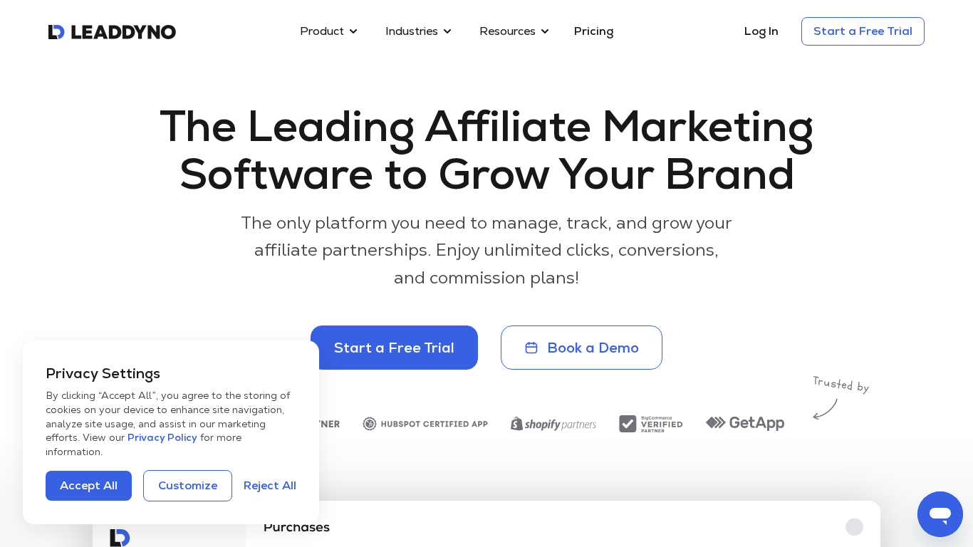 LeadDyno affiliate programma beheer dashboard