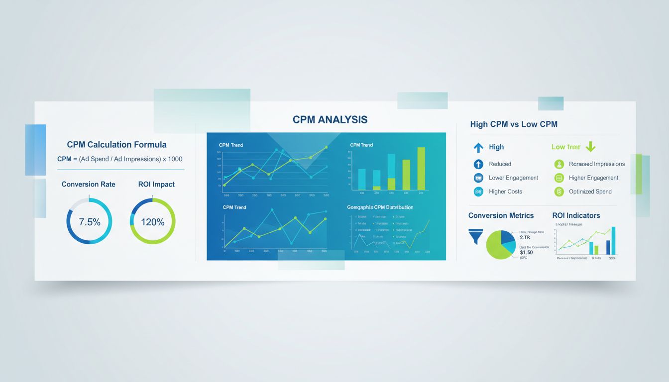 CPM-metrieken analyse dashboard met prestatie-indicatoren en ROI-vergelijking