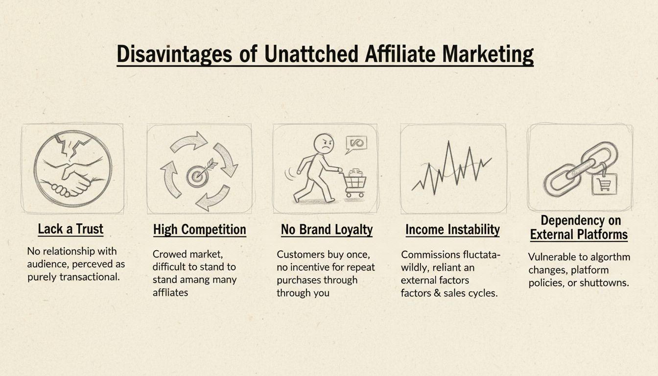 Wat zijn de nadelen van unattached affiliate marketing?