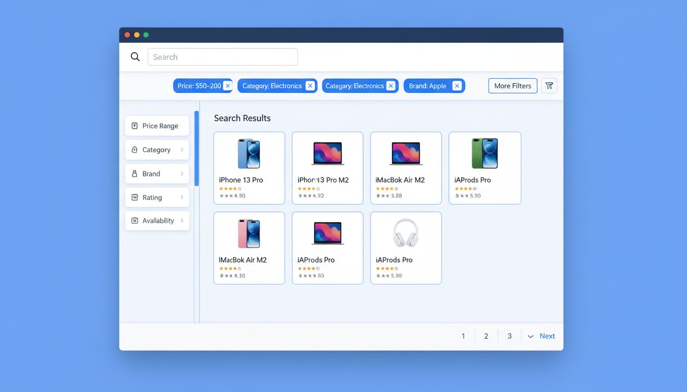 Geavanceerde zoekfilter-headers tonen geselecteerde filters in de headerbalk met geminimaliseerd filterpaneel