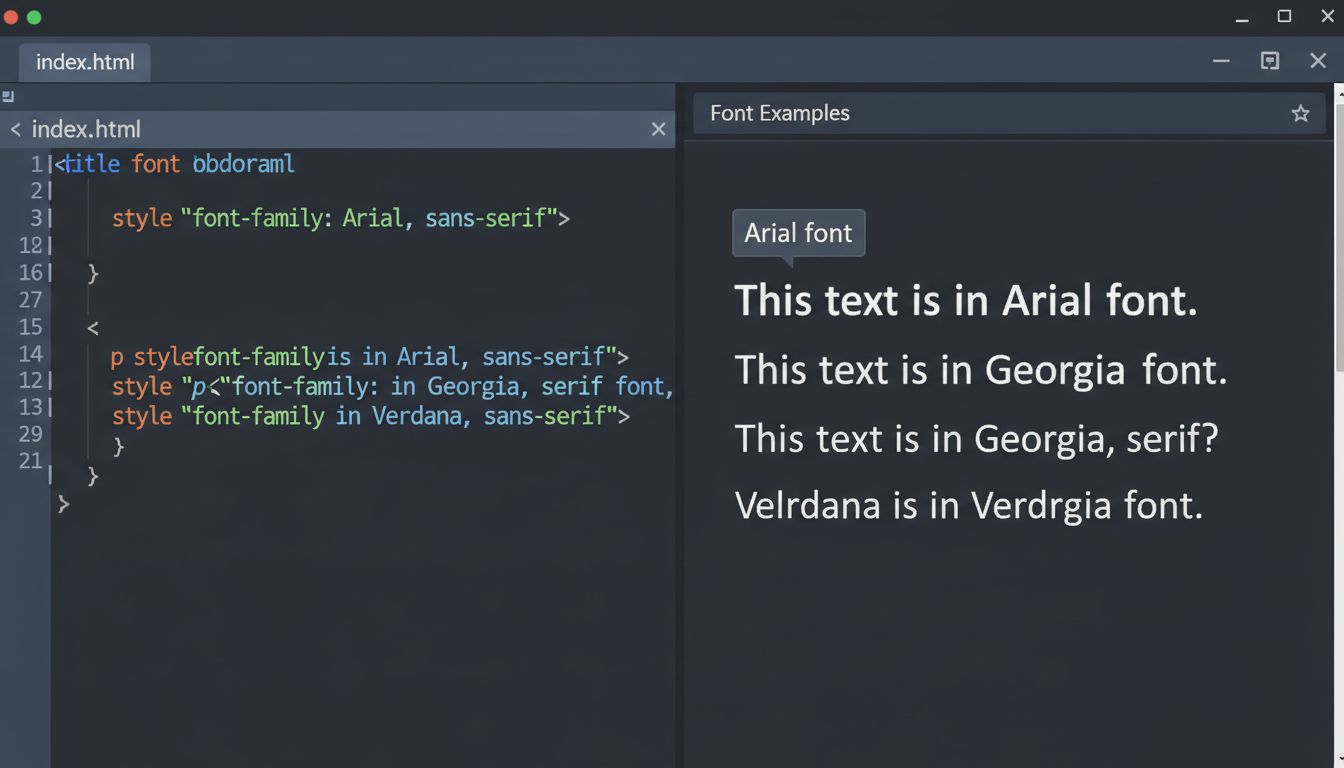 Voorbeelden van HTML font-family CSS-eigenschap met verschillende lettertype-stylingmethoden