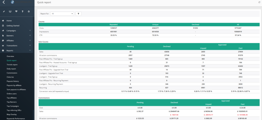 post affiliate pro reports quick report