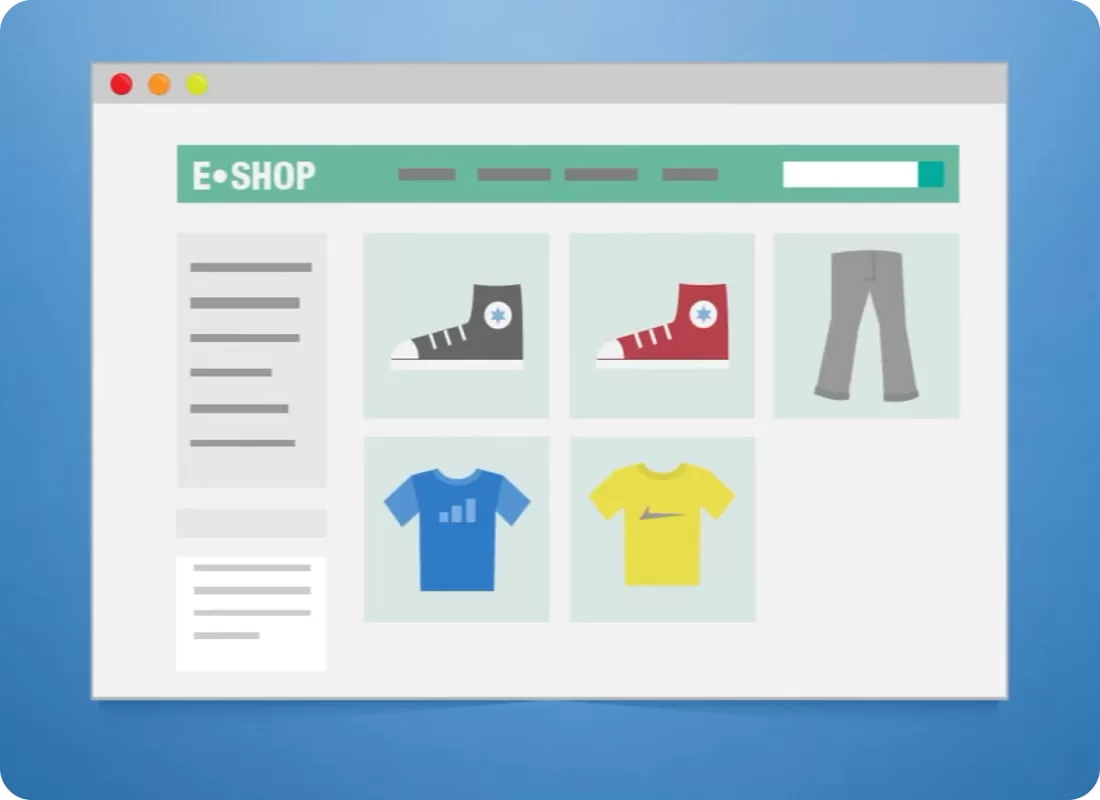 Een afbeelding ter illustratie van een e-shop lay-out.