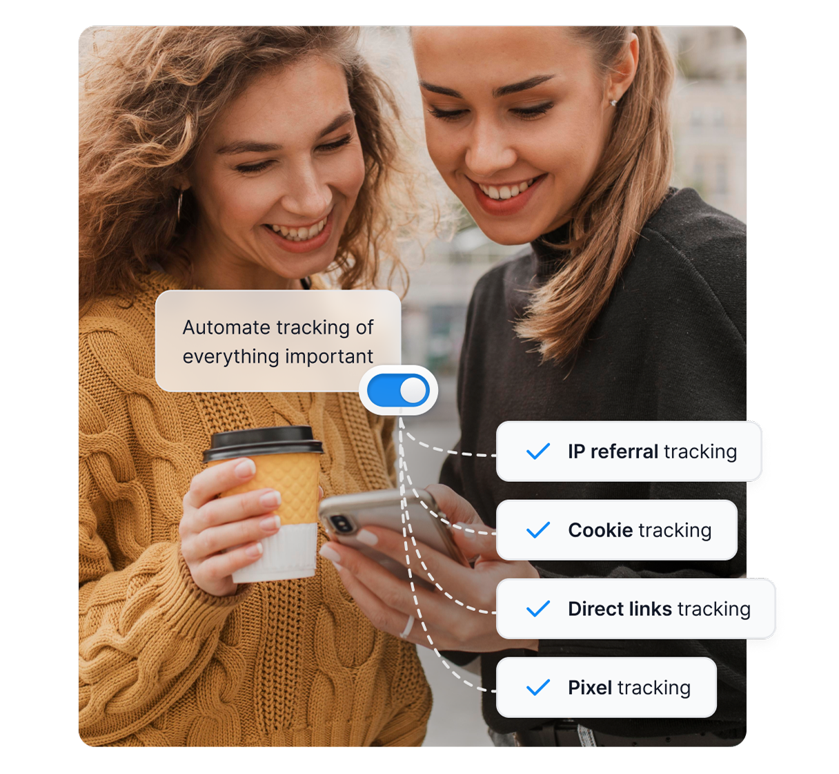 Een infographic die de gebieden toont waarin Post Affiliate Pro je kan ondersteunen, zoals het identificeren van het publiek, het opzetten van commissiestructuren en meer.