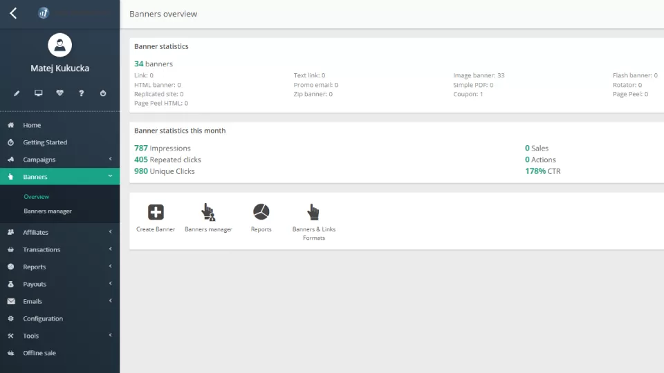 Overzicht van promotiemateriaal in Post Affiliate Pro.