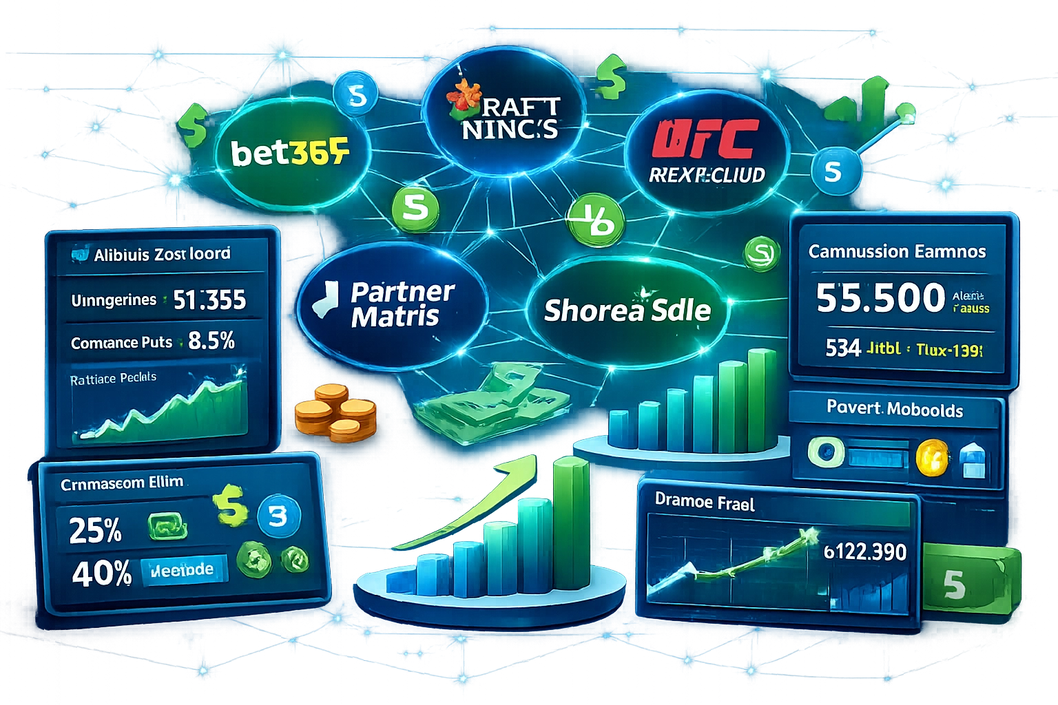 Affiliate program ecosystem and betting platform dashboard