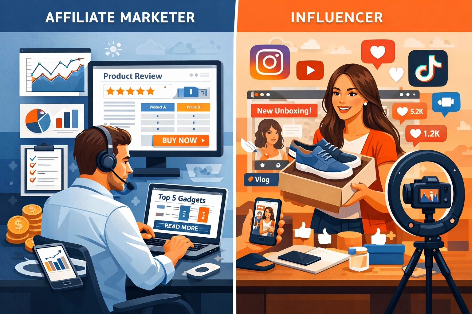 Verschillen in contentcreatie tussen affiliate marketing en influencer marketing