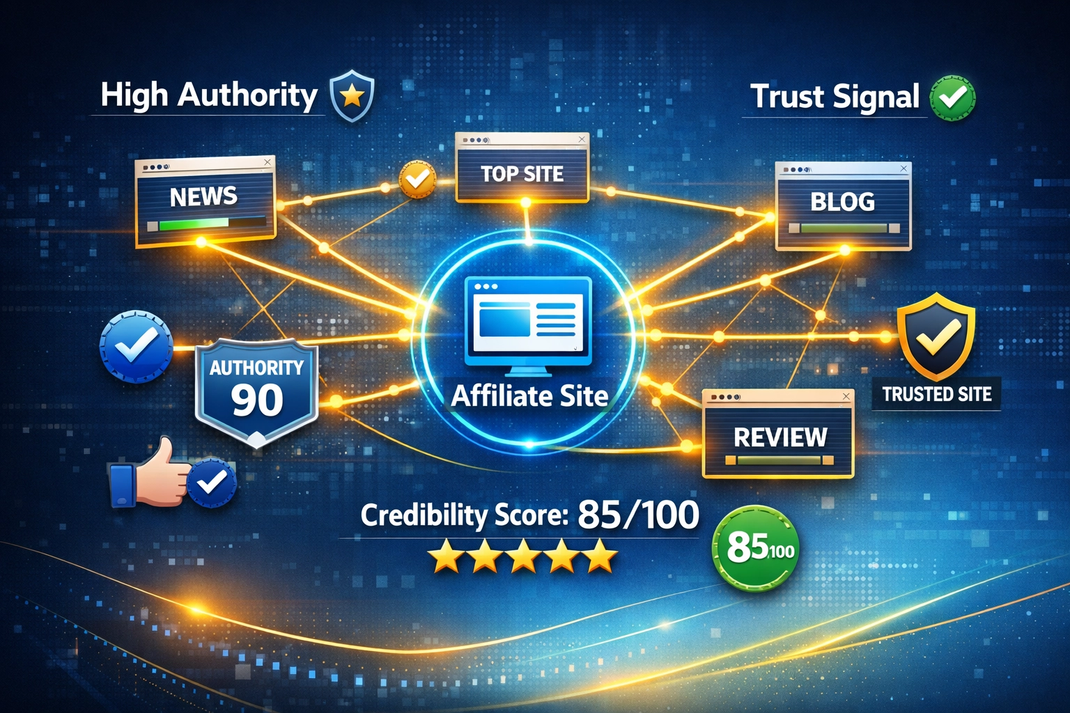 Signalen van vertrouwen en geloofwaardigheid in digitaal marketingnetwerk