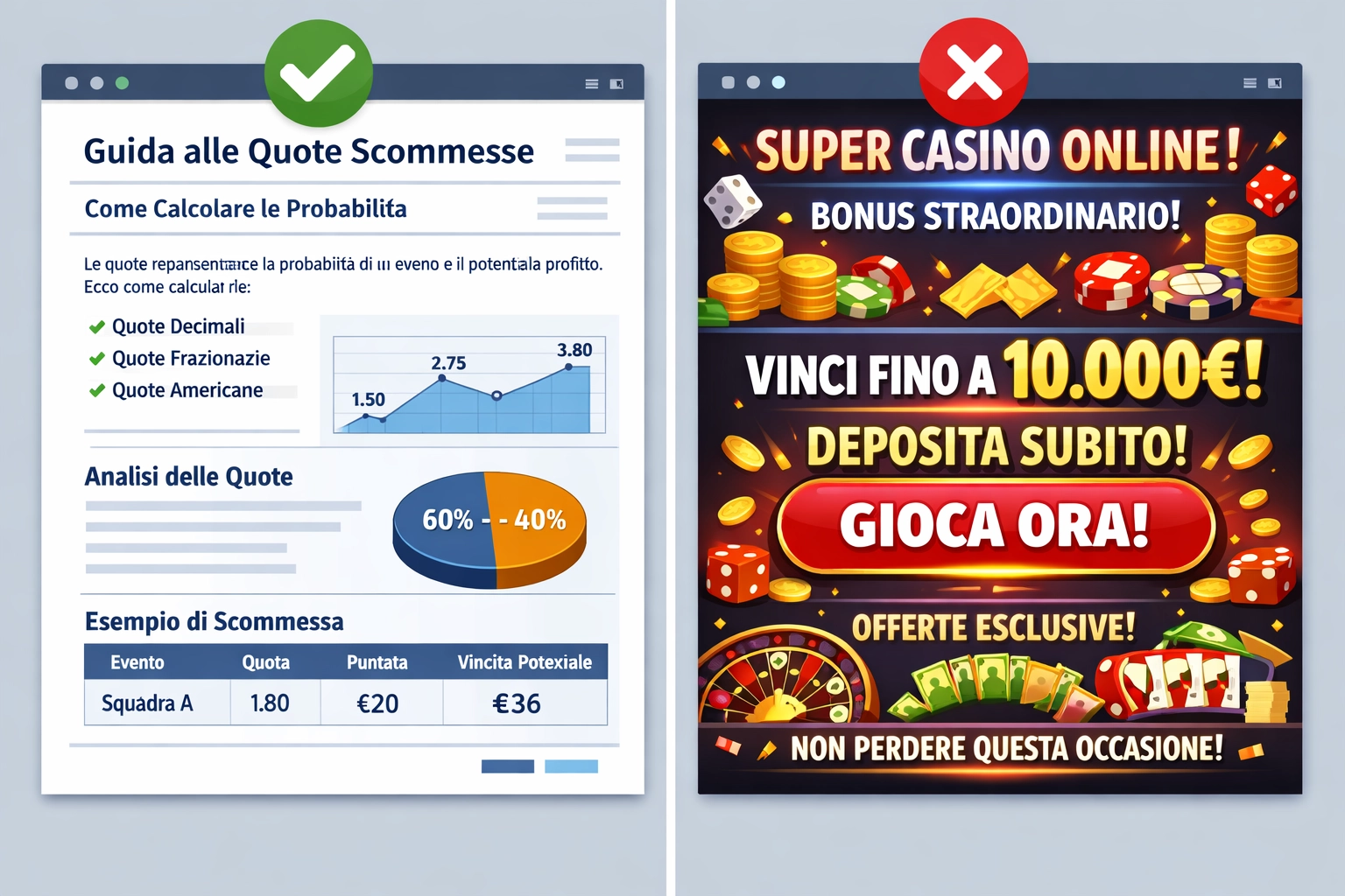 Voorbeelden van compliant versus niet-compliant affiliate content