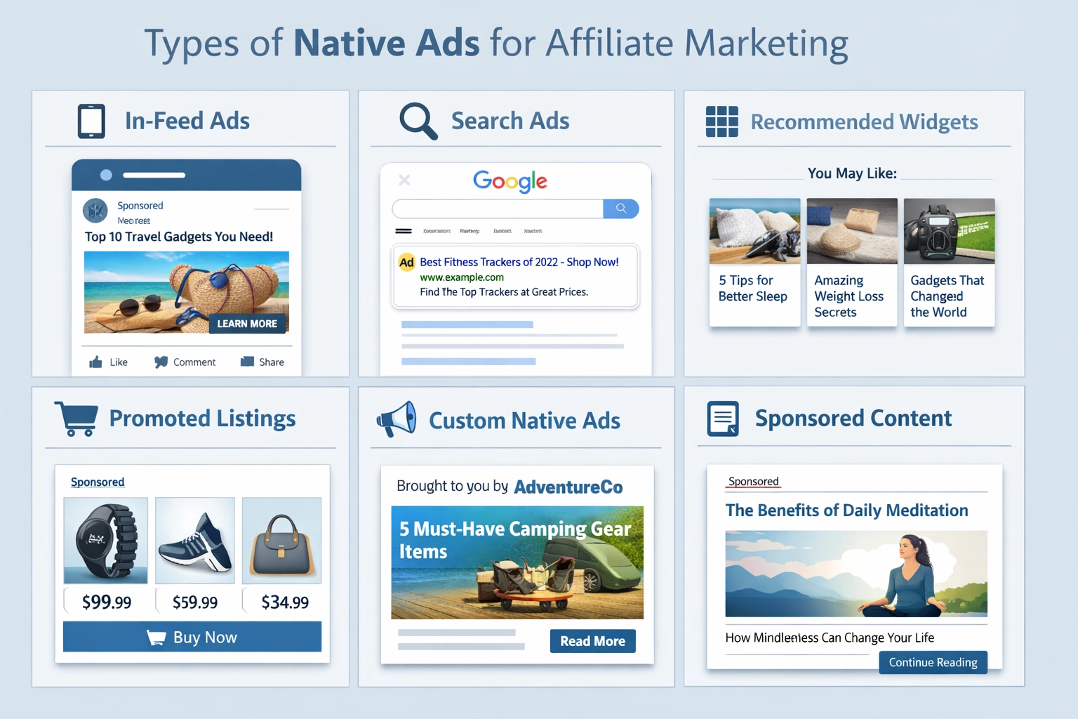 Zes types native ads voor affiliate marketing