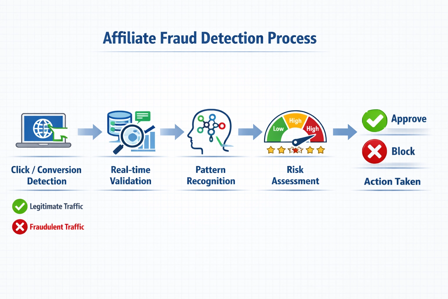 Workflow voor affiliate fraudedetectie met realtime validatie en patroonherkenning