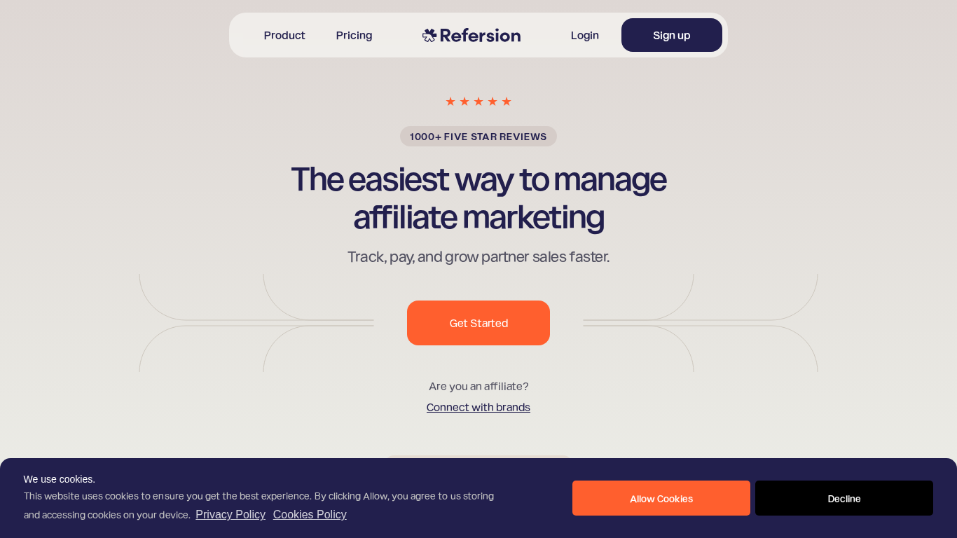 Refersion affiliate marketing platform interface
