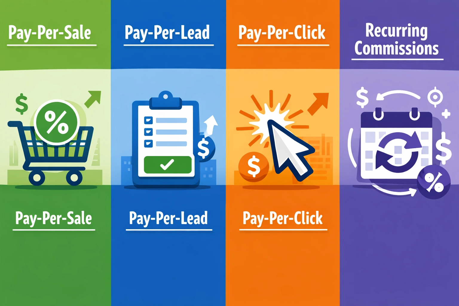 Vergelijking van affiliate commissie structuren: PPS, PPL, PPC en terugkerend