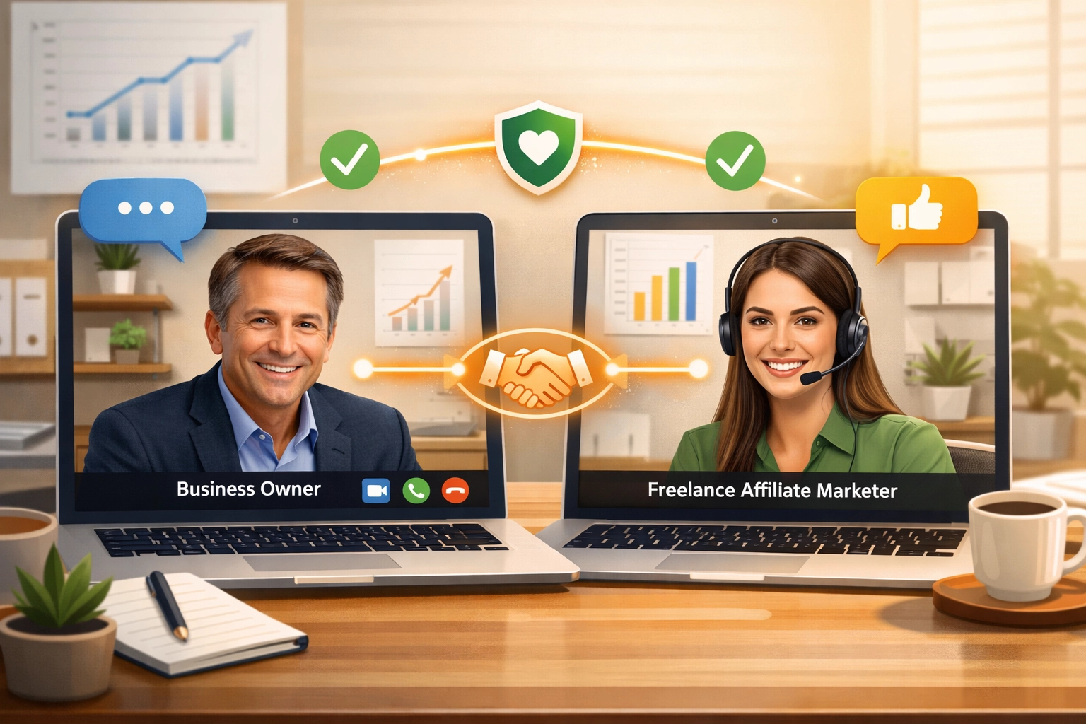 Directe één-op-één communicatie tussen ondernemer en freelance affiliate marketeer