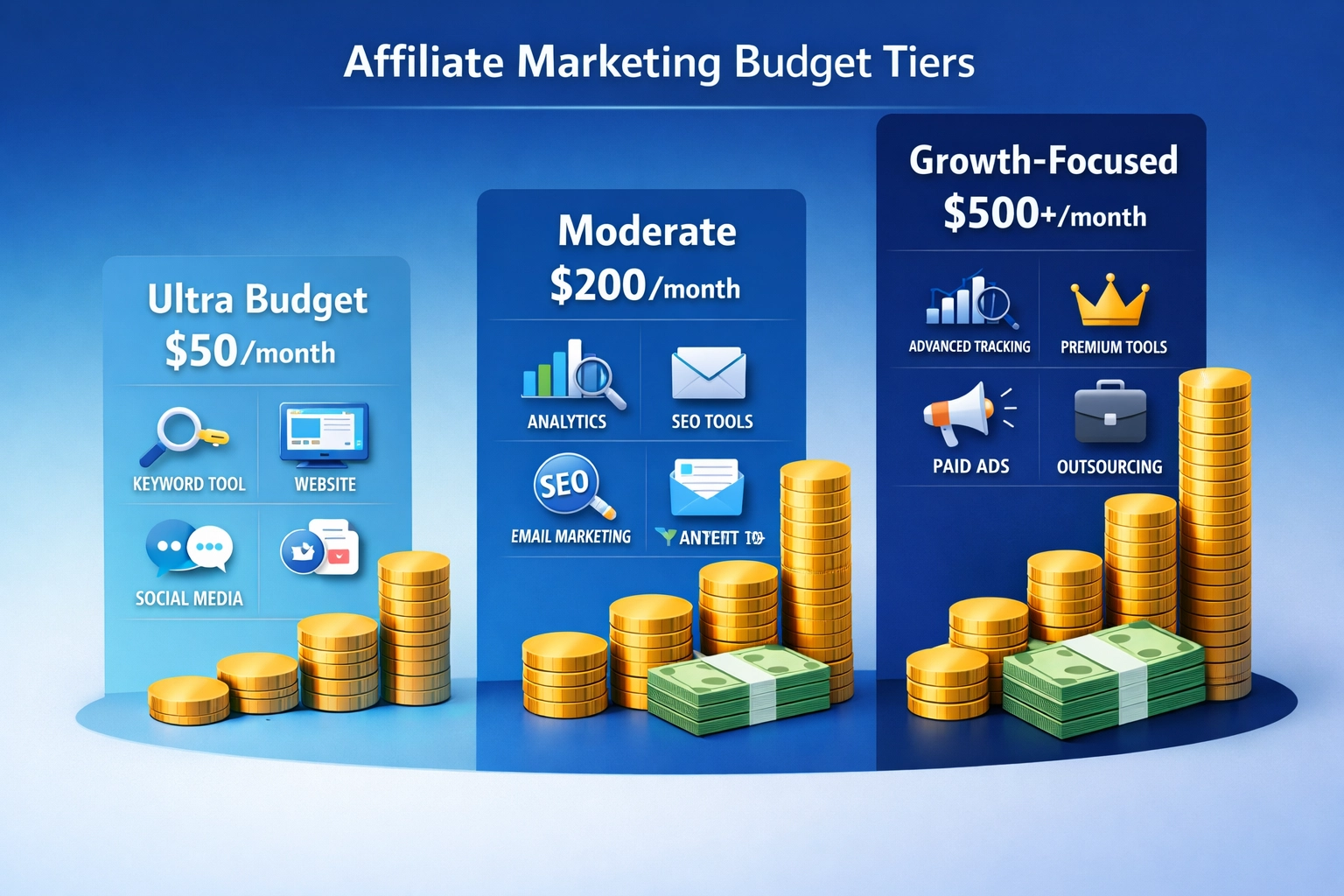 Drie budgetscenario's voor affiliate marketing investeringen