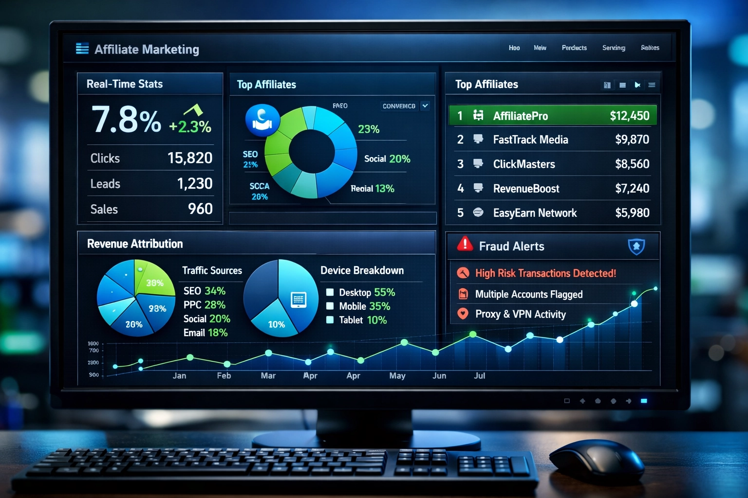 Analytics dashboard met prestatiecijfers