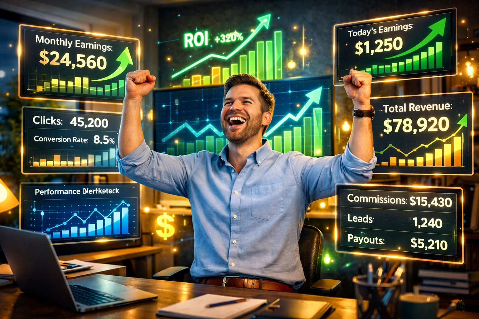 Affiliatemarketeer viert succes met groeicijfers en analytics dashboards