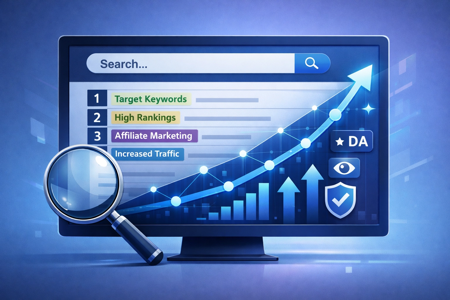 SEO-groei en zoekmachineoptimalisatie visualisatie