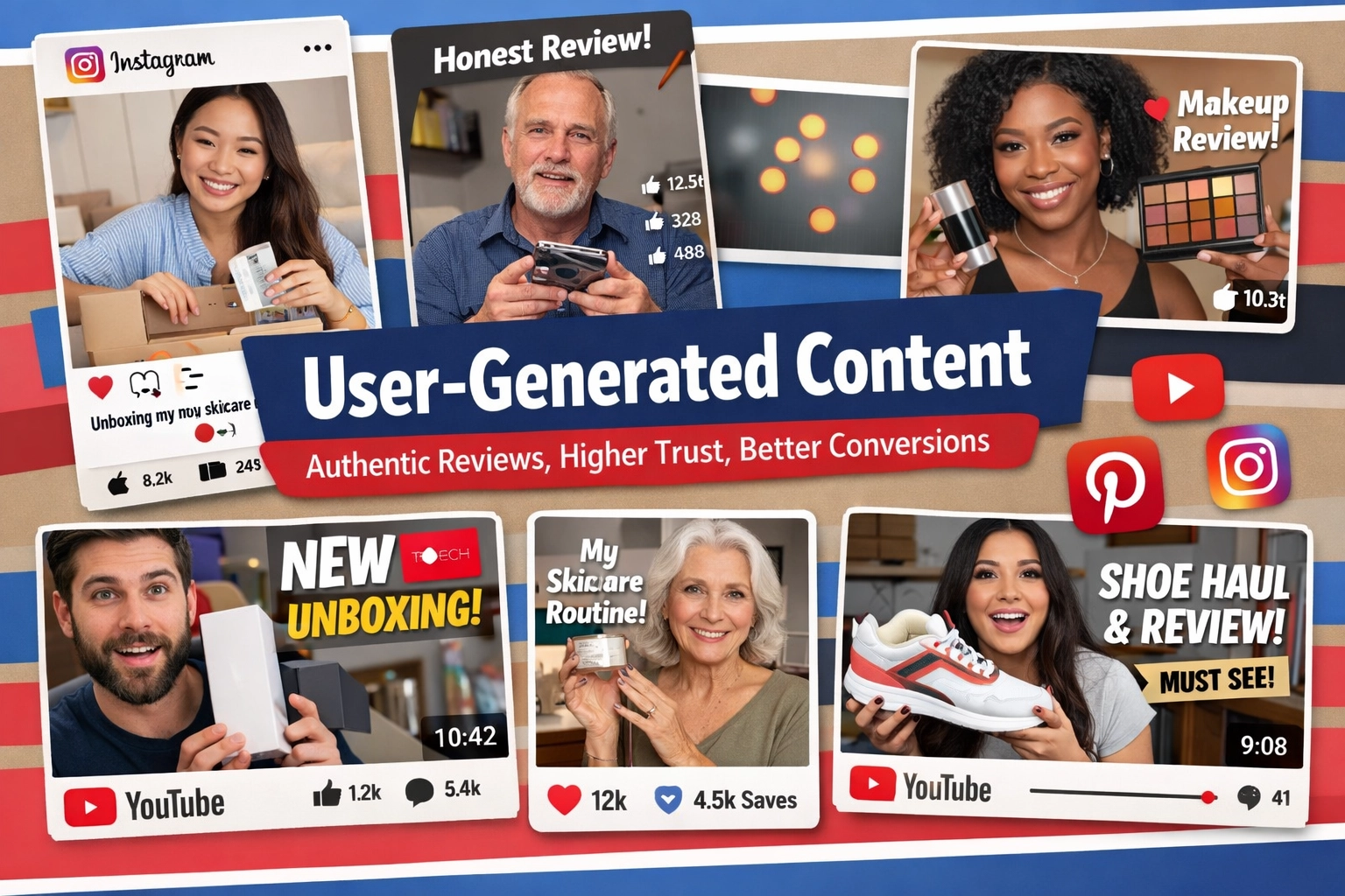User-generated content overzicht met echte micro-influencer reviews en productcontent over sociale platforms