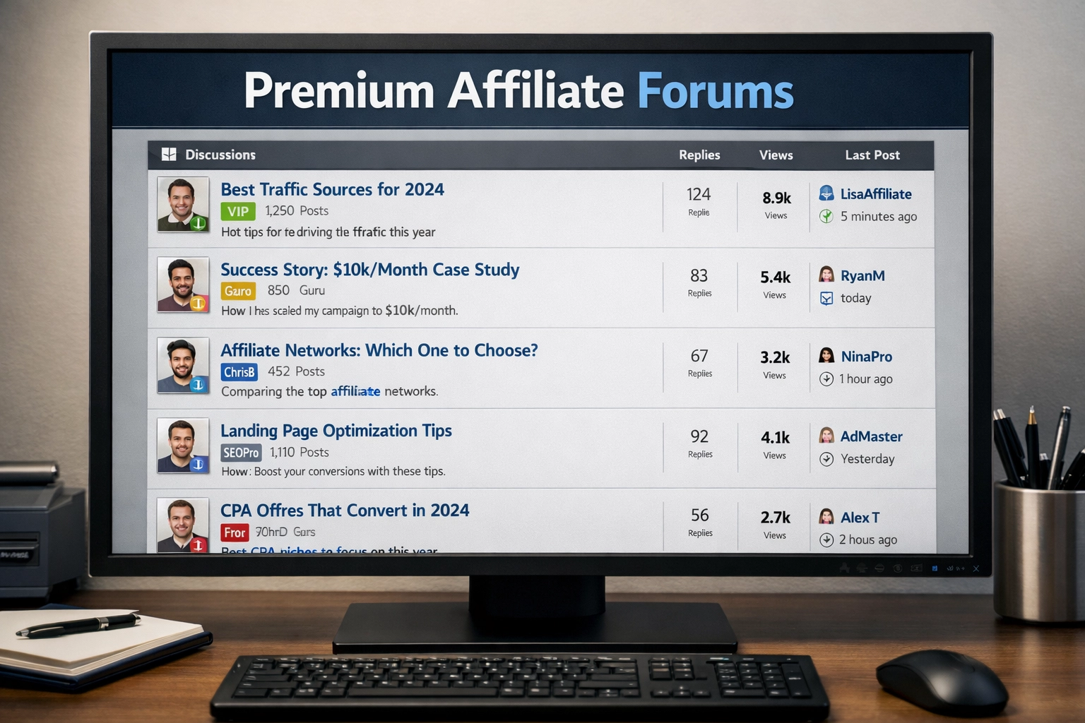 Premium affiliate marketing fora interface