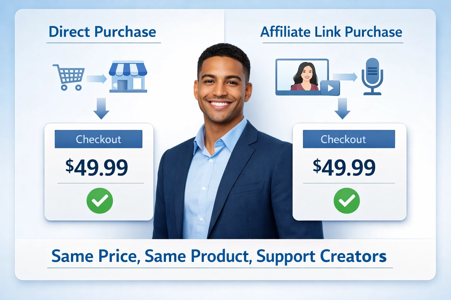 Consumentenprijsvergelijking met identieke prijzen voor directe en affiliate aankopen