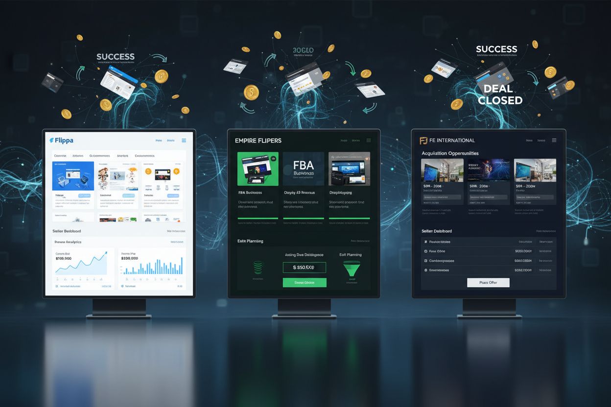 Vergelijking van marktplaatsen Flippa, Empire Flippers en FE International voor de verkoop van affiliate sites