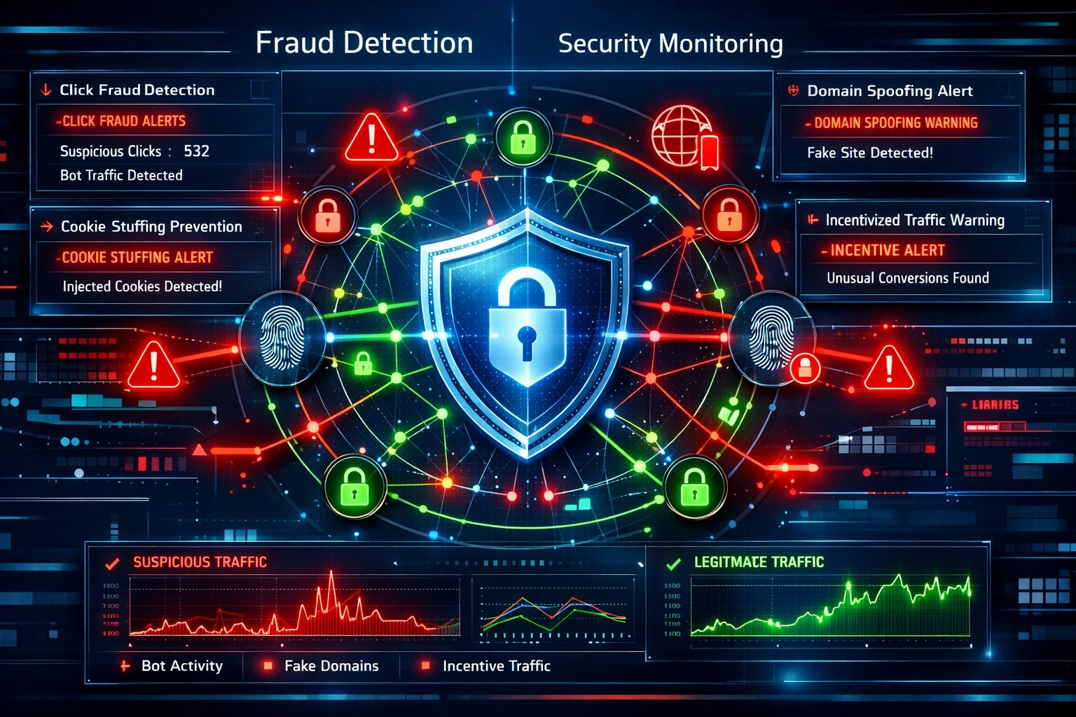 Visualisatie van cybersecurity en fraudedetectie ter bescherming van affiliate netwerken