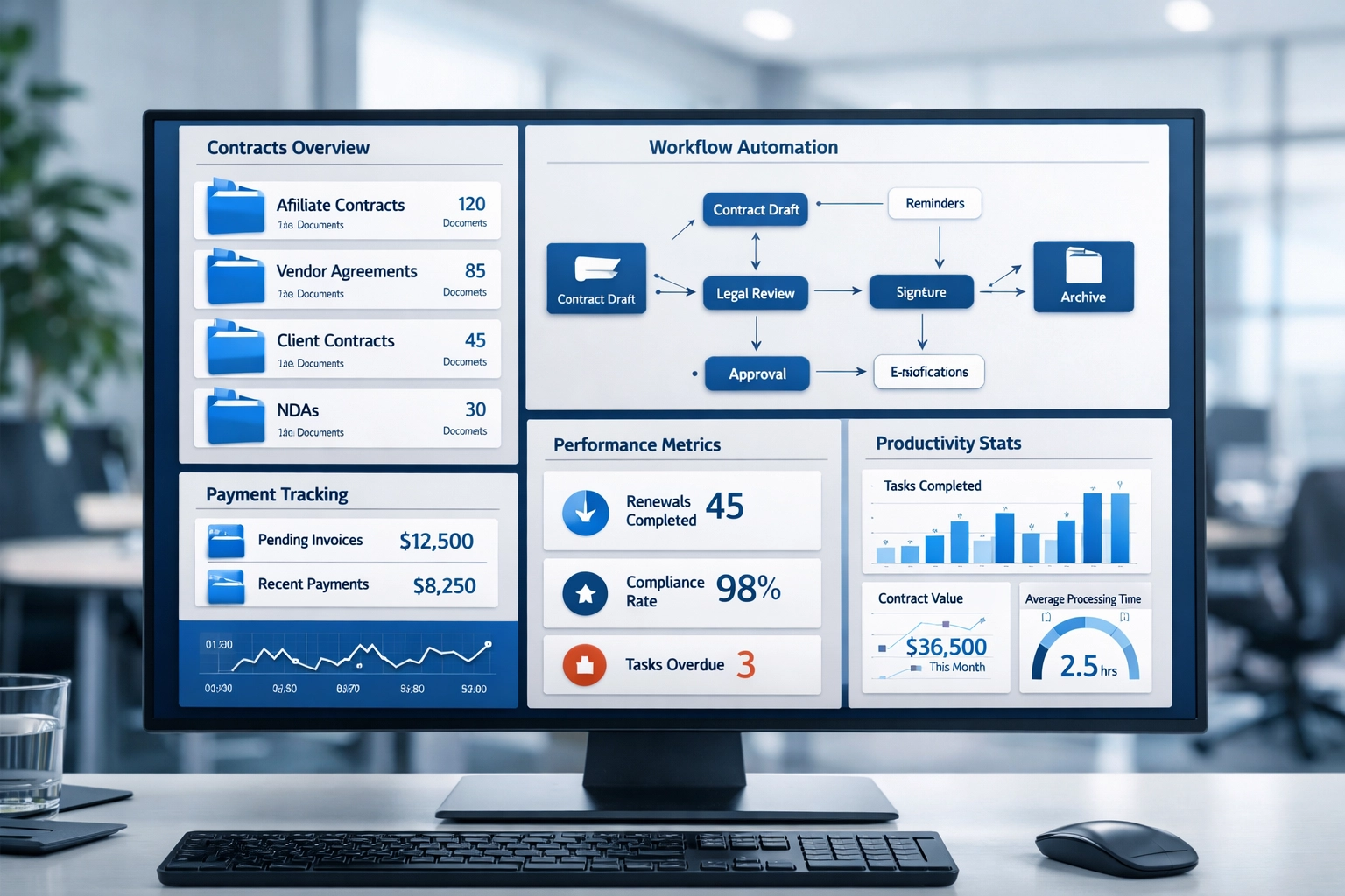 Modern contractbeheersoftware-dashboard