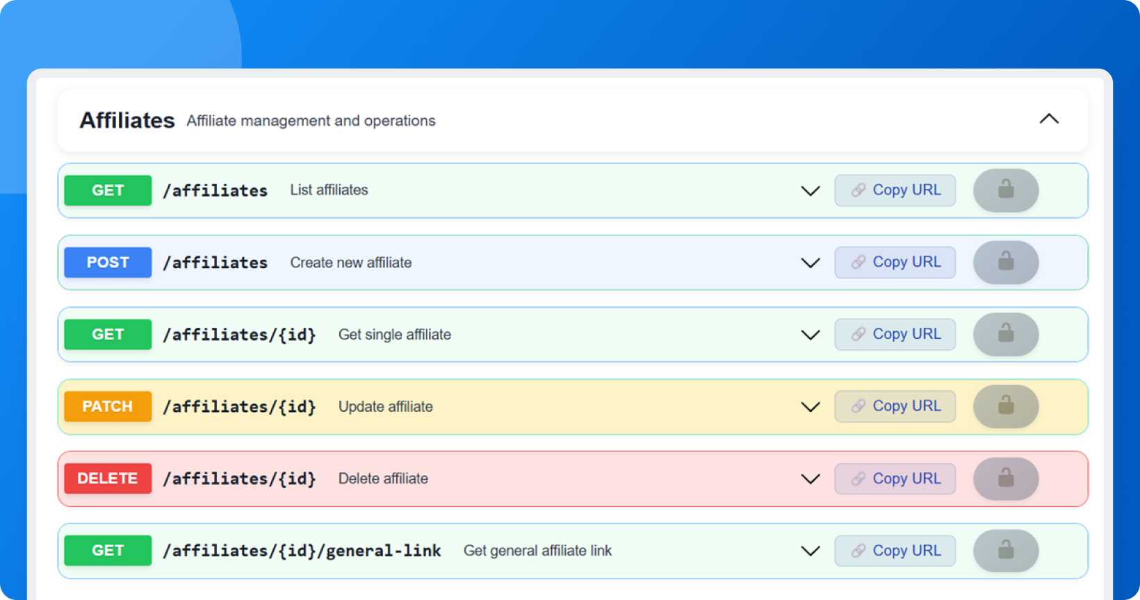 Post Affiliate Pro API v3 token-gebaseerde authenticatie en API-sleutelbeheer interface voor affiliates