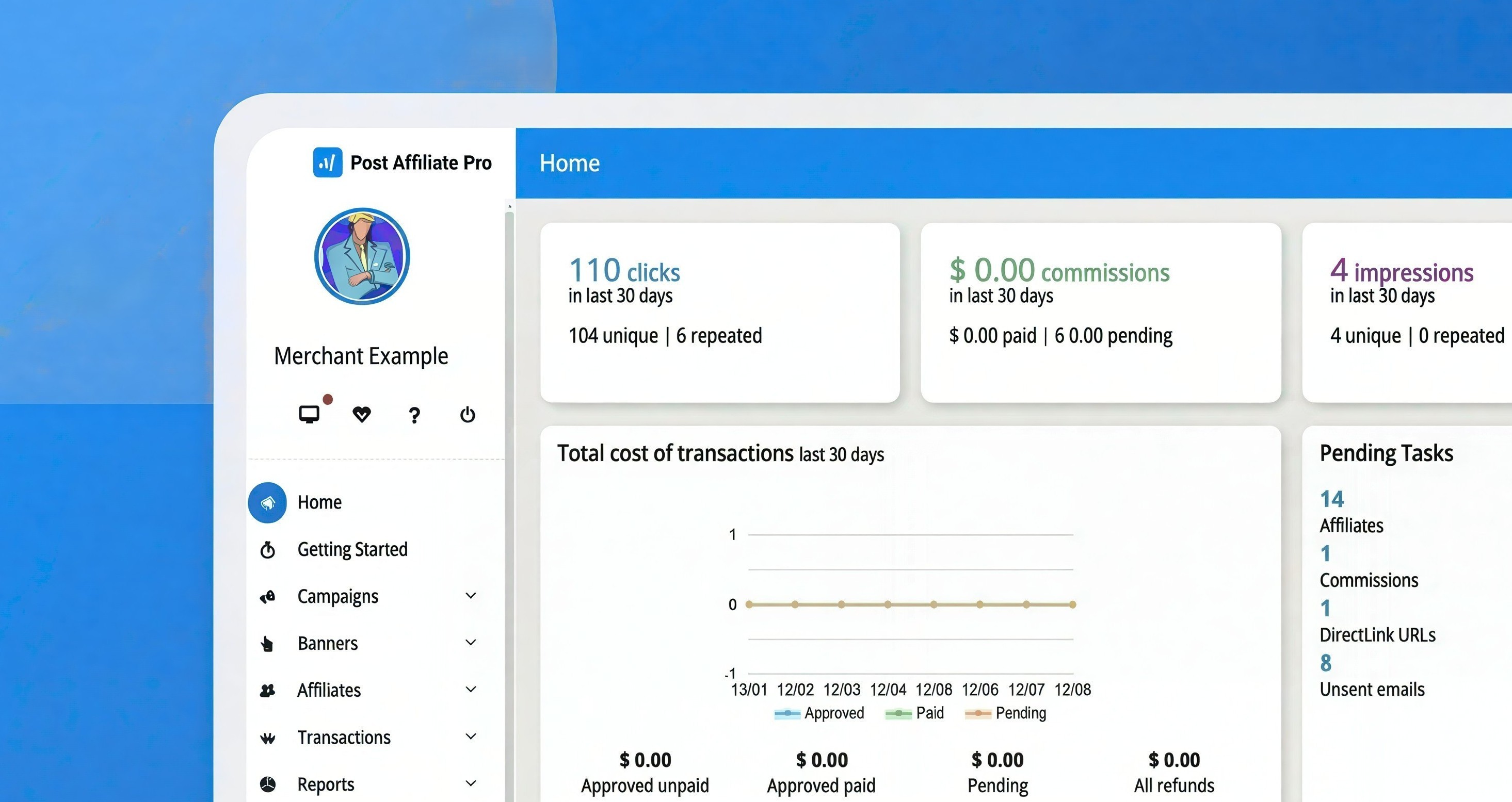 Post Affiliate Pro dashboard