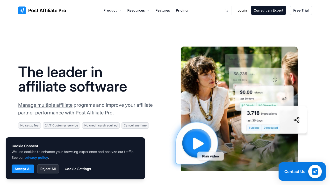 PostAffiliatePro fraud detection dashboard interface