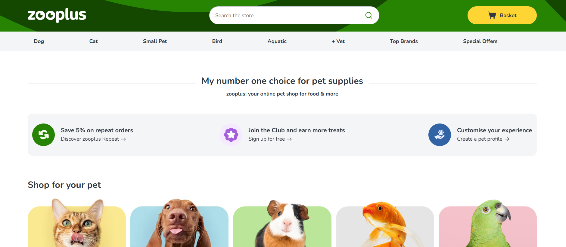 Zooplus website screenshot