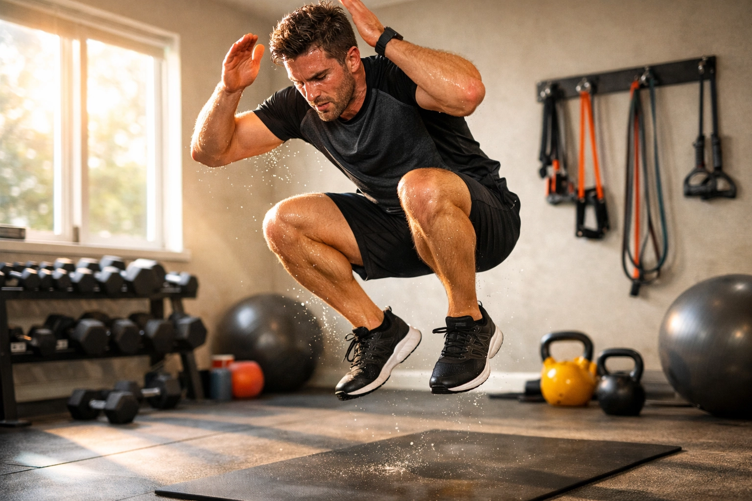 Dynamische HIIT-workout toont fysieke activiteit en mentale helderheid