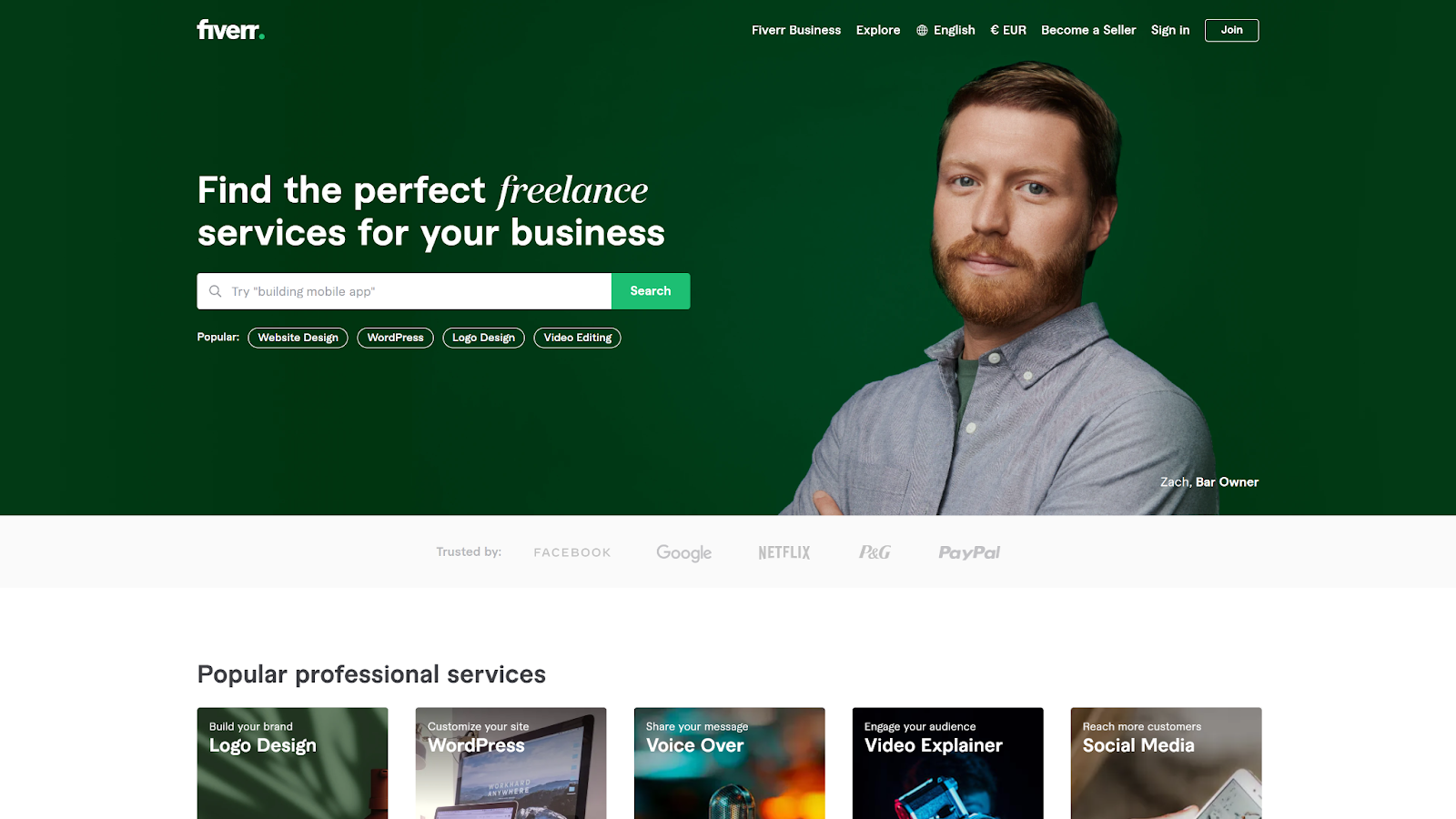 Fiverr homepage