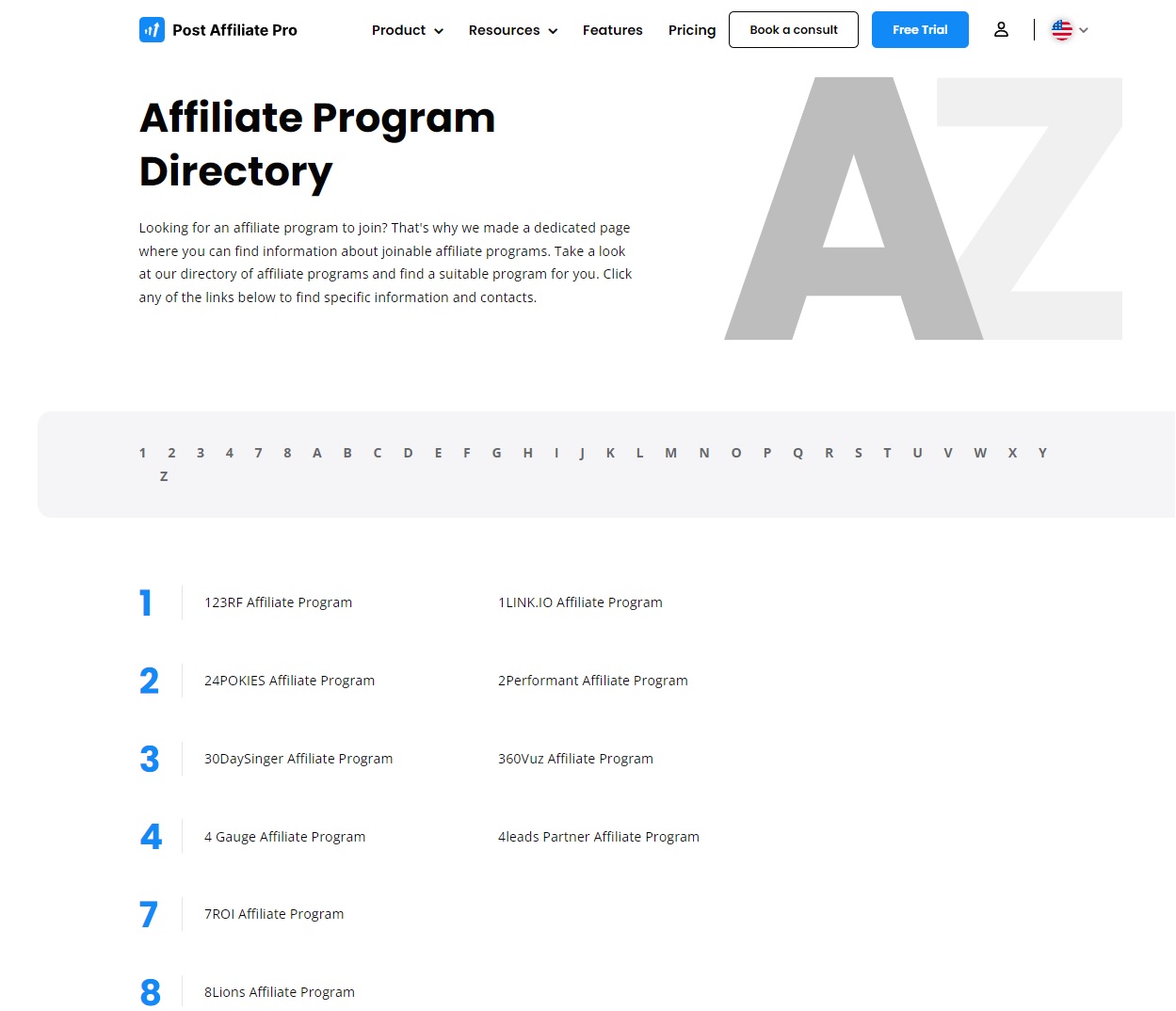Post Affiliate Pro Directories pagina