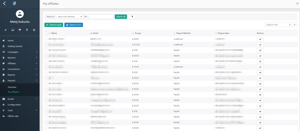 Post Affiliate Pro - payouts to pay affiliates