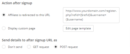 Instellingen voor actie na aanmelding