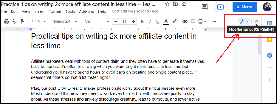 screenshot van schrijfapp
