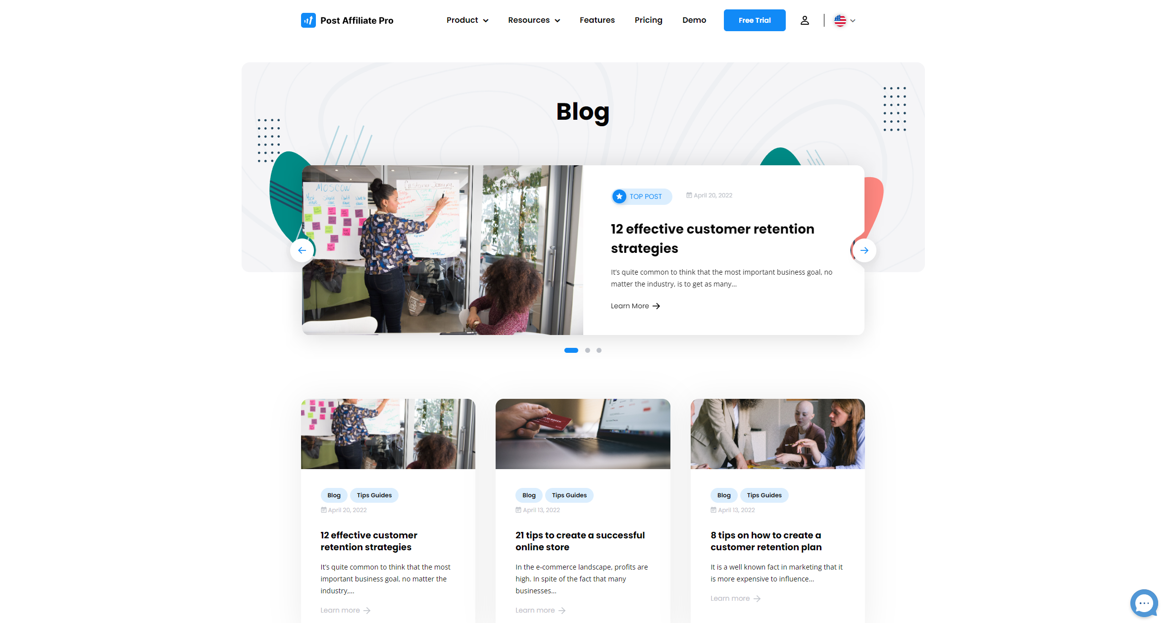 Post Affiliate Pro - uitgelichte blogberichten