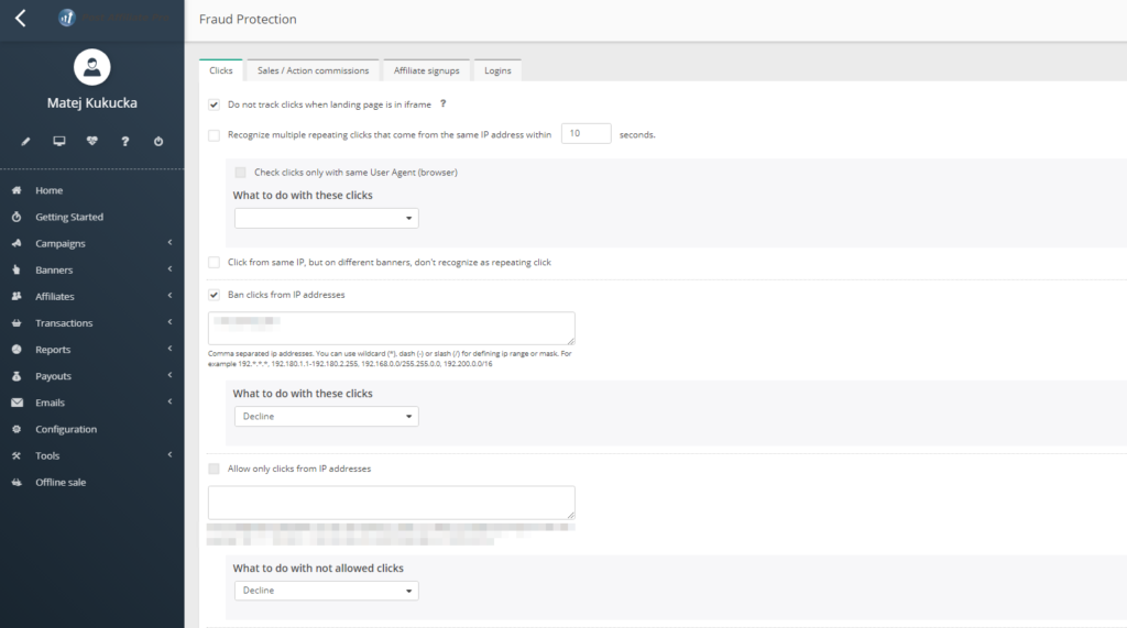Post Affiliate Pro fraud protection configuration