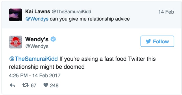 Tweet op twitter van Wendy's