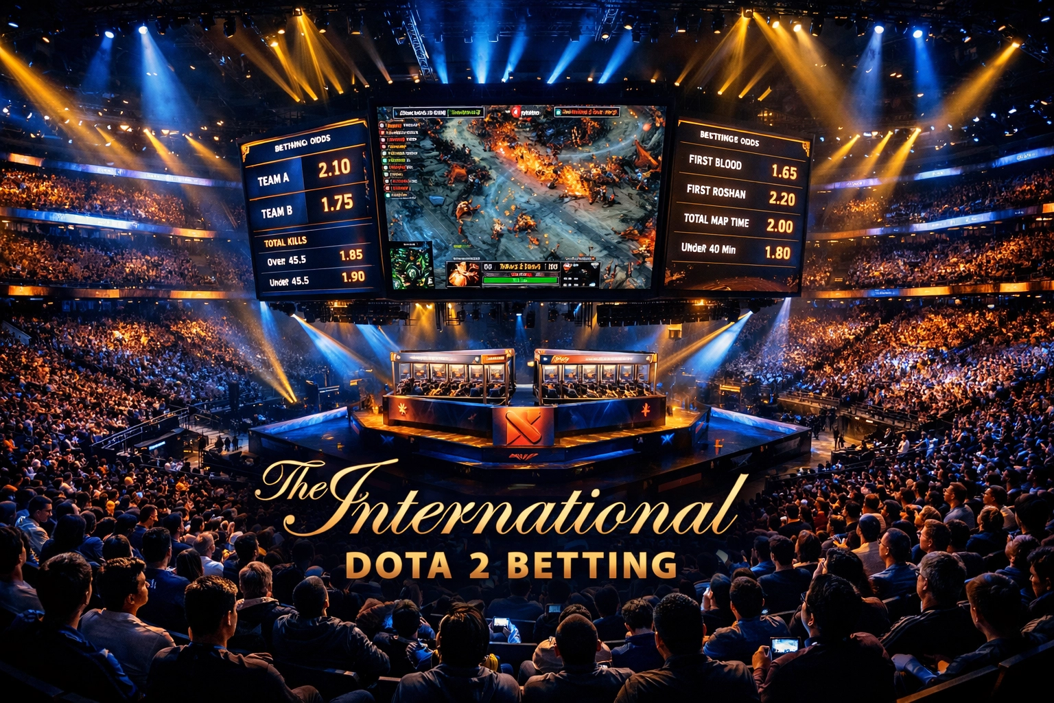 The International Dota 2-toernooiarena met weergegeven wedkansen