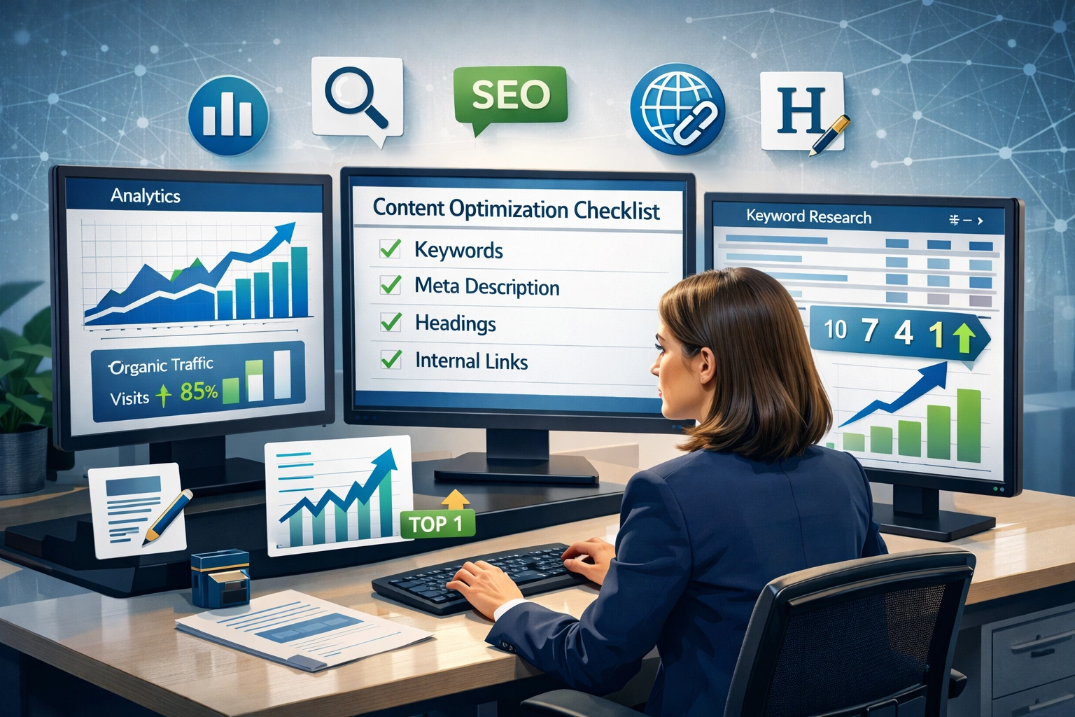 Contentoptimalisatieworkflow met analytics dashboards en SEO-metrics