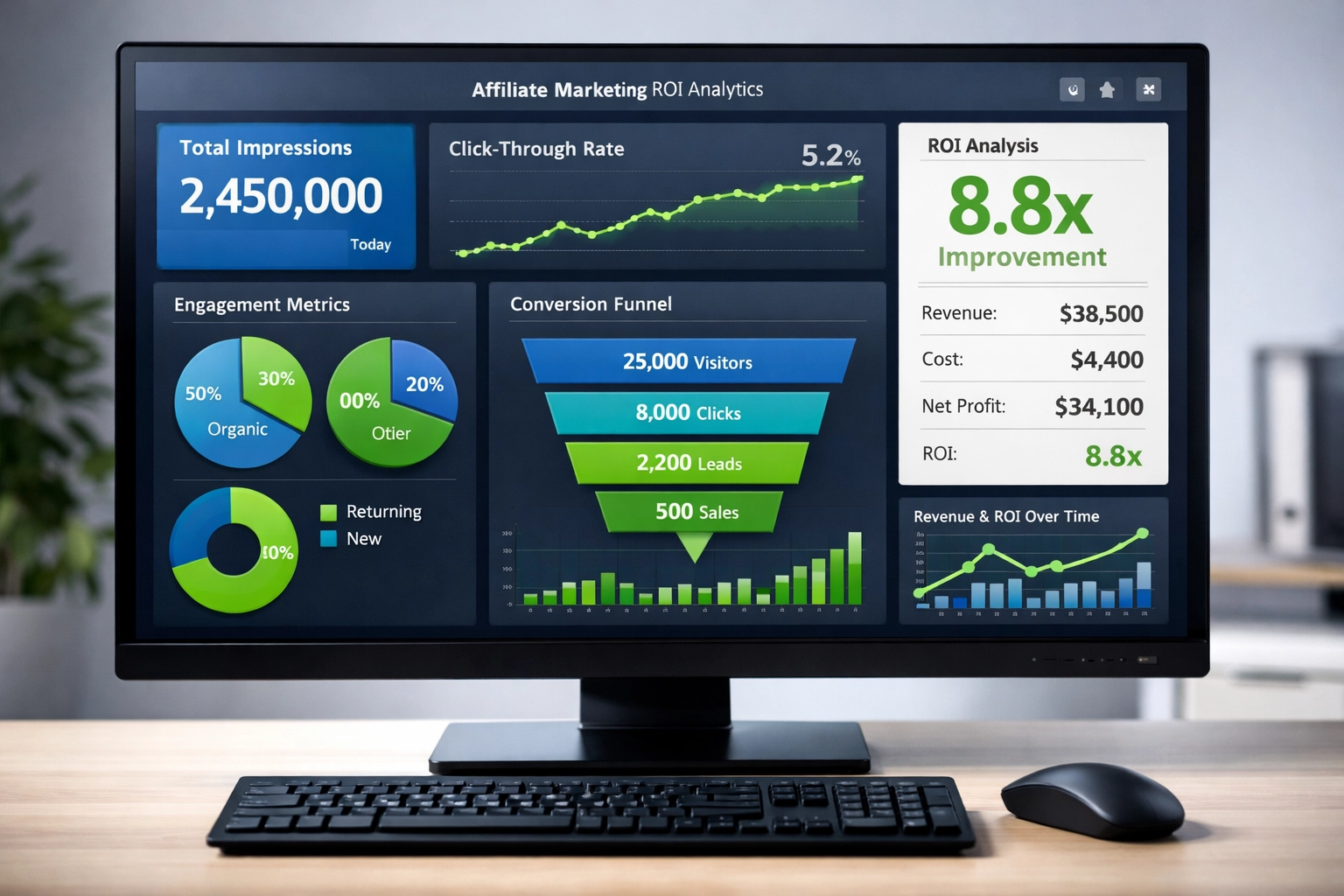 Analytics dashboard voor het meten van native ads ROI