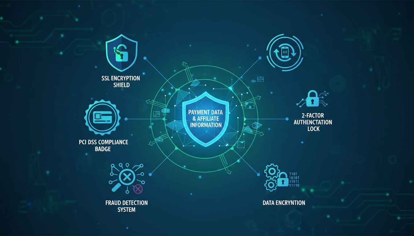 Beveiligingslagen van affiliate-plugins zoals SSL-encryptie, PCI DSS-naleving, 2FA-authenticatie, fraudedetectie en gegevensencryptie