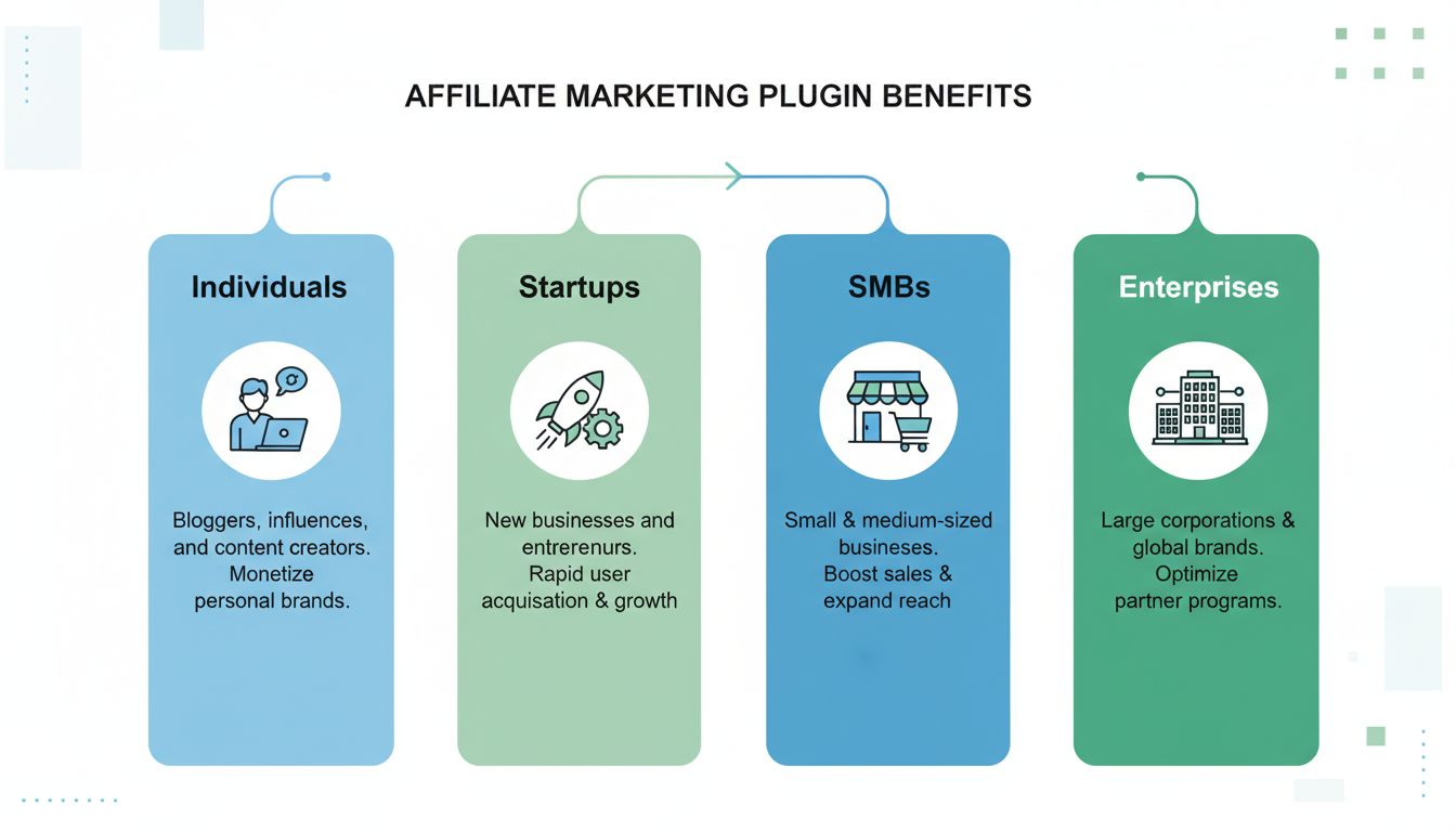 Gebruikerssegmenten die profiteren van affiliate marketing plugins: individuen, startups, mkb’s en ondernemingen