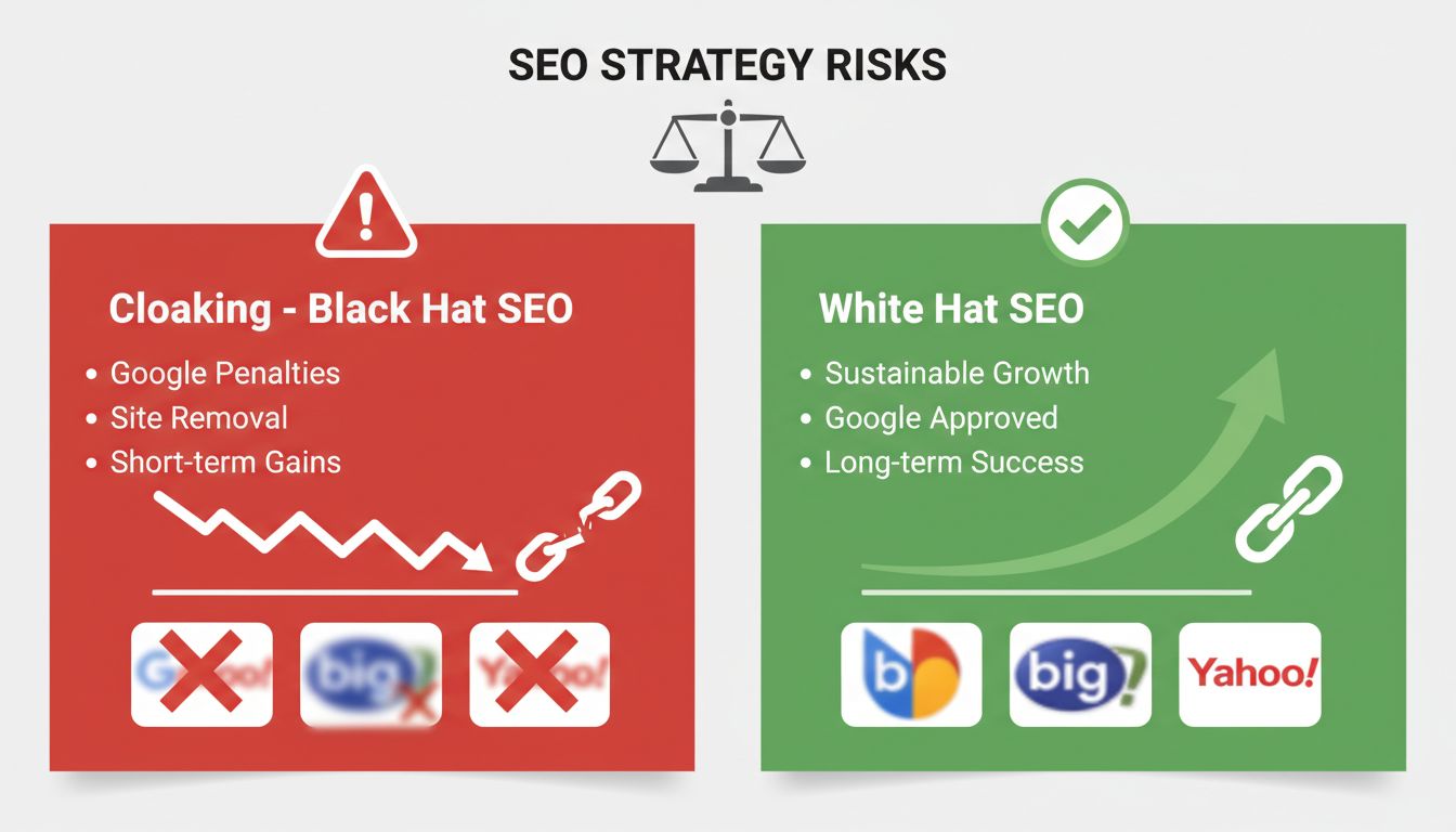Vergelijking van Black Hat SEO Cloaking vs White Hat SEO - Risico's en Voordelen