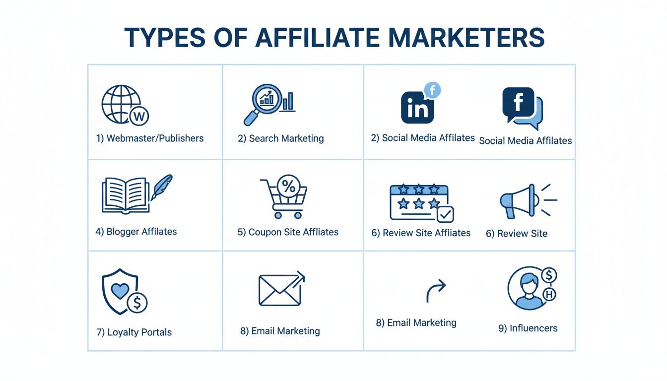 Wat zijn de typen affiliates? Complete gids voor affiliate marketing modellen